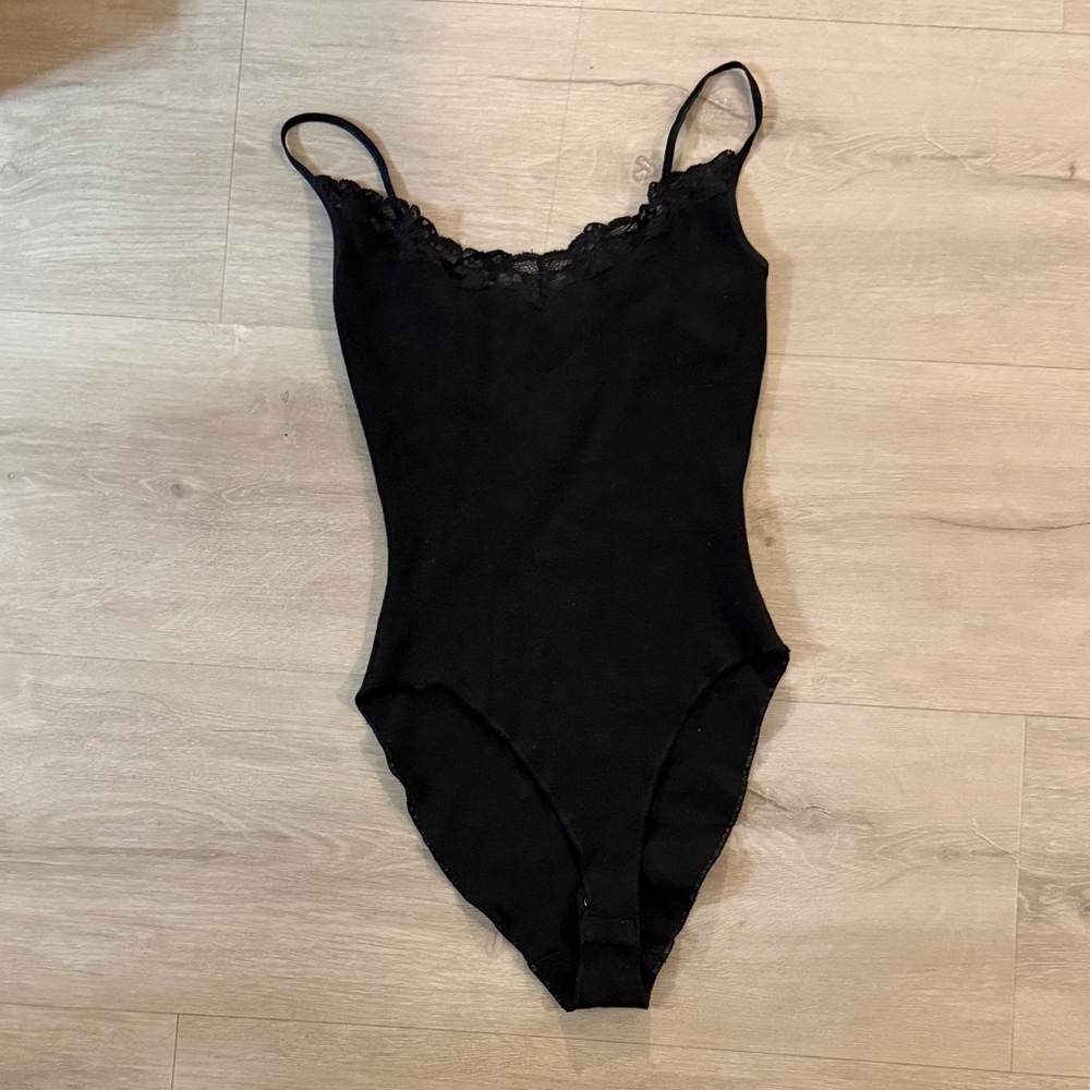 DKNY Lace-Trim Black Bodysuit - Women Intimates